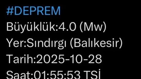 Balıkesir'de 4 Büyüklüğünde Deprem Oldu