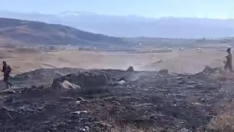 Yüksekova'da Anız Yangını Kontrol Altında