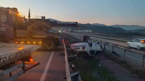 Karabük'te Takla Atan Otomobil Kazası