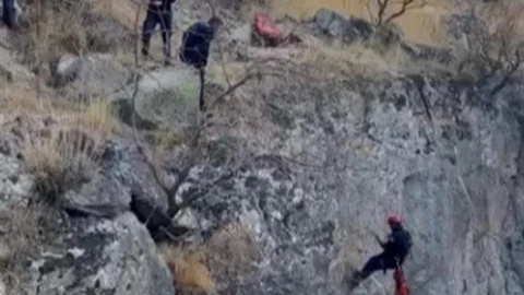 Kayseri'de Uçurumda Mahsur Kalan Keçi Kurtarıldı