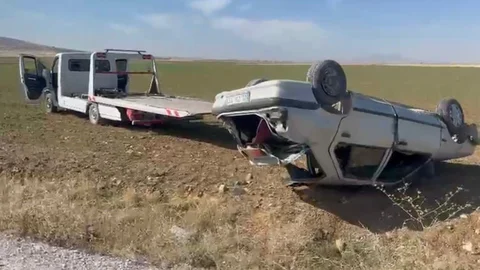 Afyonkarahisar'da Devrilen Otomobil Kazası