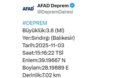 Balıkesir'de 4.9 Büyüklüğünde Deprem Meydana Geldi