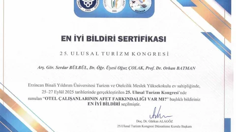Sakarya'da En İyi Bildiri Ödülü