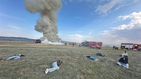 Uşak’ta Havalimanı Tatbikatı Gerçekleştirildi