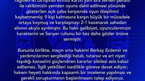 Sarıyer'den Hakem Soruşturması Talebi