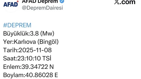 Bingöl'de 3.8 Büyüklüğünde Deprem Meydana Geldi