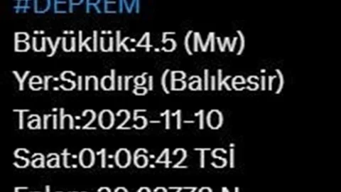 Balıkesir'de Deprem Gerçekleşti