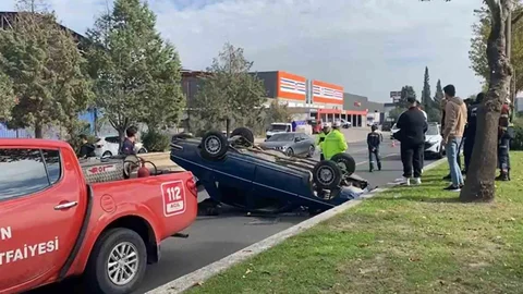 Aydın'da Takla Atan Araç Kazası