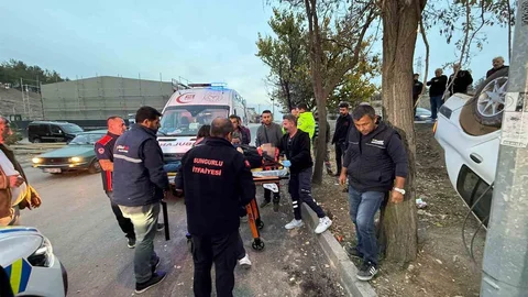 Çorum'da Takla Atan Otomobil