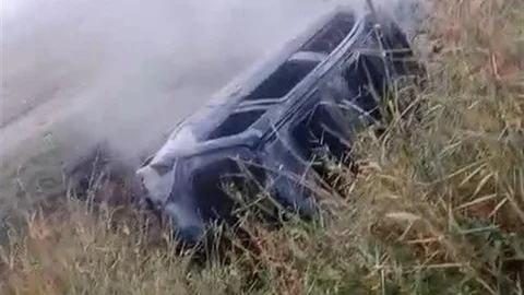 Manisa'da Takla Atan Araç Yangın Çıkardı