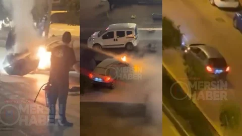 Mezitli’de Araç Alev Aldı