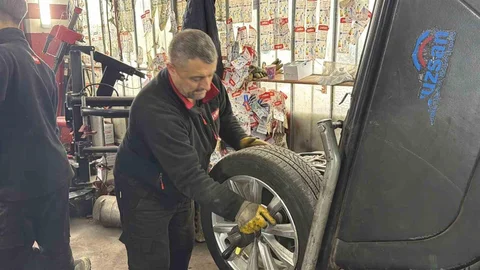 Düzce'de Lastik Değişim Yoğunluğu