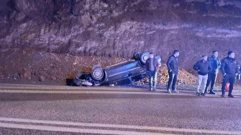 Gümüşhane'de Otomobil Takla Attı