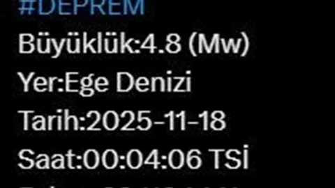 Ege Denizi’nde Deprem Meydana Geldi