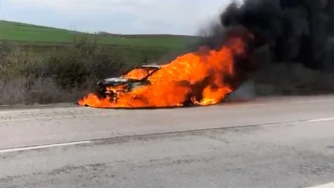 Edirne'de Otomobil Yangını
