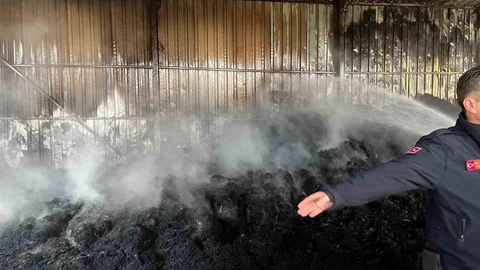 Keşan'da Yangın: Bin Saman Balyası Yandı