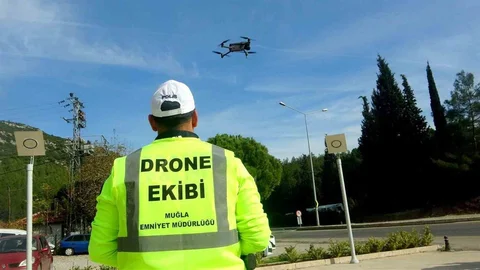 Muğla'da Drone ile Trafik Denetimi