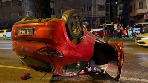 Samsun'da Takla Atan Araç Kazası