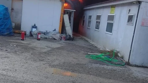 Rize'de İnşaat Şantiyesinde Yangın Çıktı