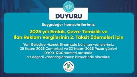 Yeşilyurt'ta Vezneler Hafta Sonu Açık Kalacak