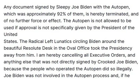 Trump'tan Biden'a Kararname İptali