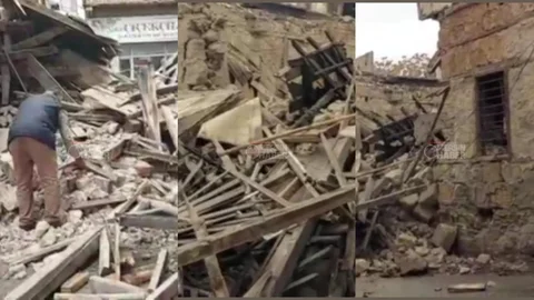 Tarsus'ta Metruk Bina Aşırı Yağış Sonrası Çöktü