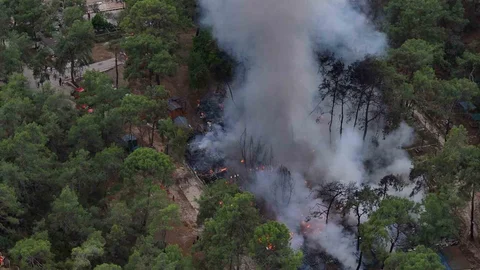 Fethiye'de Karavan Yangını Ormana Sıçradı
