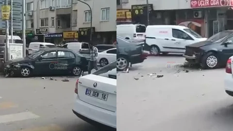 Yenişehir’de Maddi Hasarlı Kaza: İki Araç Kafa Kafaya Çarpıştı