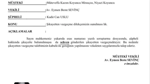 Niyazi Koyuncu Telif Şikayetini Geri Çekti