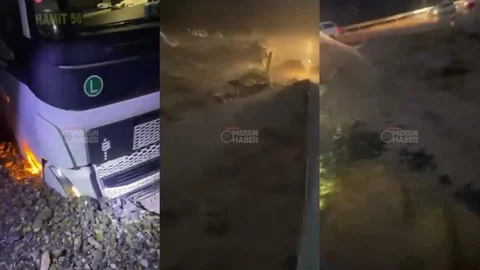 Karayolunda Yağış Nedeniyle Ulaşım Aksadı