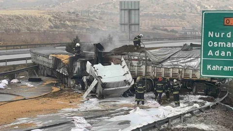 Gaziantep'te 3 Tır Yangını Meydana Geldi