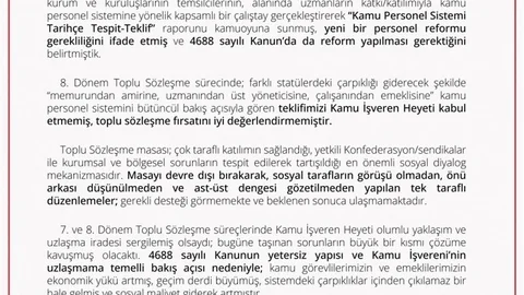 Memur-Sen'den Kamu Personel Reformu Çağrısı