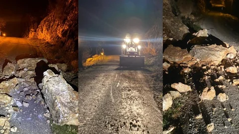 Mersin Tarsus'ta Yalamık Yoluna Düşen Kayalar Kaldırıld