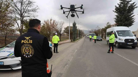 Elazığ'da Dronla Trafik Denetimi Yapıldı