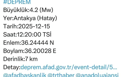 Hatay'da Deprem Gerçekleşti