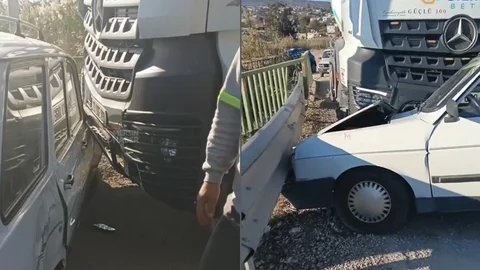 Silifke'de Otomobil, Beton Mikseriyle Çarpıştı!