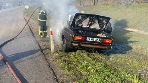 Babaeski'de Otomobilde Yangın Çıktı