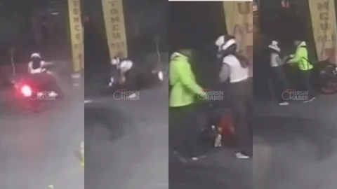 Camişerif’te Motosikletli Genç Kadının Zor Anları: Ağırlığı Kaldıramayınca Devrildi