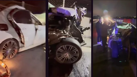 Berdan Viyadüğü Üzerinde Can Pazarı: Otomobil Önce Bariyerlere Sonra Kamyona Çarptı! 1'i Ağır 2 Yaralı