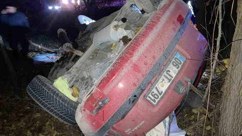 Kontrolden Çıkan Araç Kayısı Bahçesine Uçtu