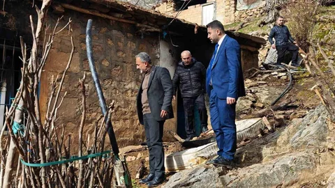 Sason'da Yangın Mağduru Aileye Yardım Yapıldı