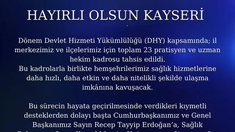 Kayseri'ye 23 Yeni Hekim Kadrosu Atandı