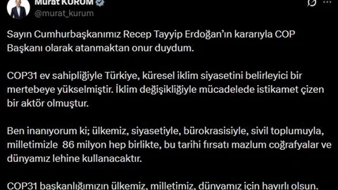 Bakan Kurum'dan COP Başkanlığı Açıklaması