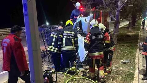 Mersin'de Kamyonet Devrildi, Sürücü Kurtarıldı