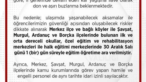 Artvin'de Eğitime Kar Engeli