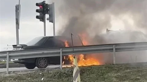 Tekirdağ'da Otomobil Yangını