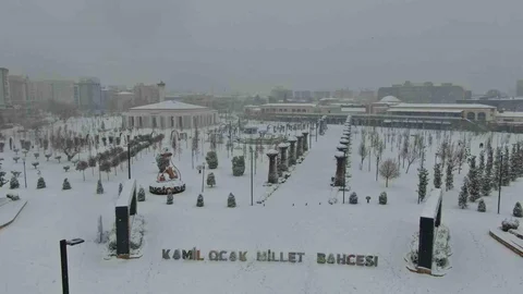 Gaziantep'te Kar Manzarası Hava Çekimiyle Görüntülendi