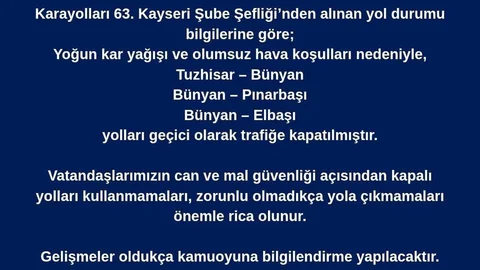 Bünyan'da Kar Yağışı Ulaşımı Etkiledi