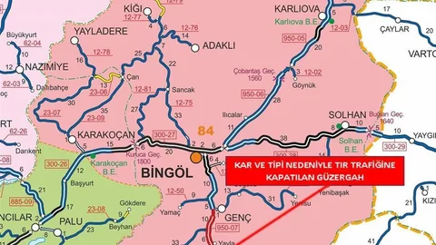Bingöl-Diyarbakır Karayolu Tır Trafiğine Kapatıldı