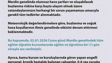 Mardin'de Eğitime Ara Verildi
